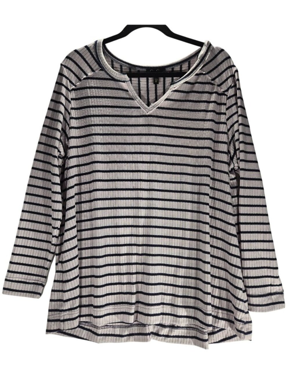 Jessica Simpson orchid navy V-Neck long sleeve casual ribbed knit, 1X
